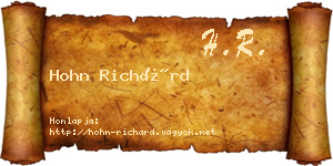 Hohn Richárd névjegykártya